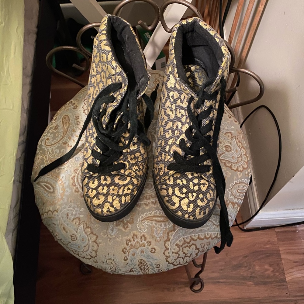 Platform animal print high tops